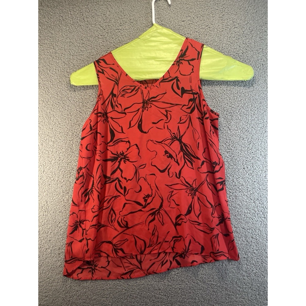 Apt. 9 Knit Top Women's Size L Sleeveless Red‎ Floral Round Neck